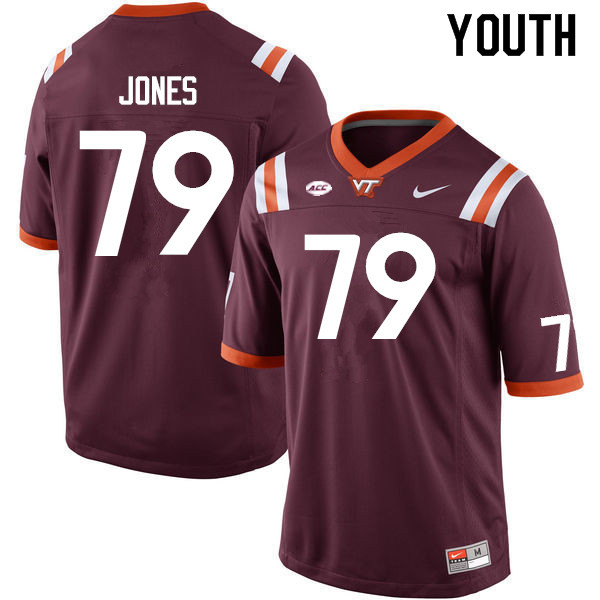 Youth #79 William Jones Virginia Tech Hokies College Football Jerseys Sale-Maroon